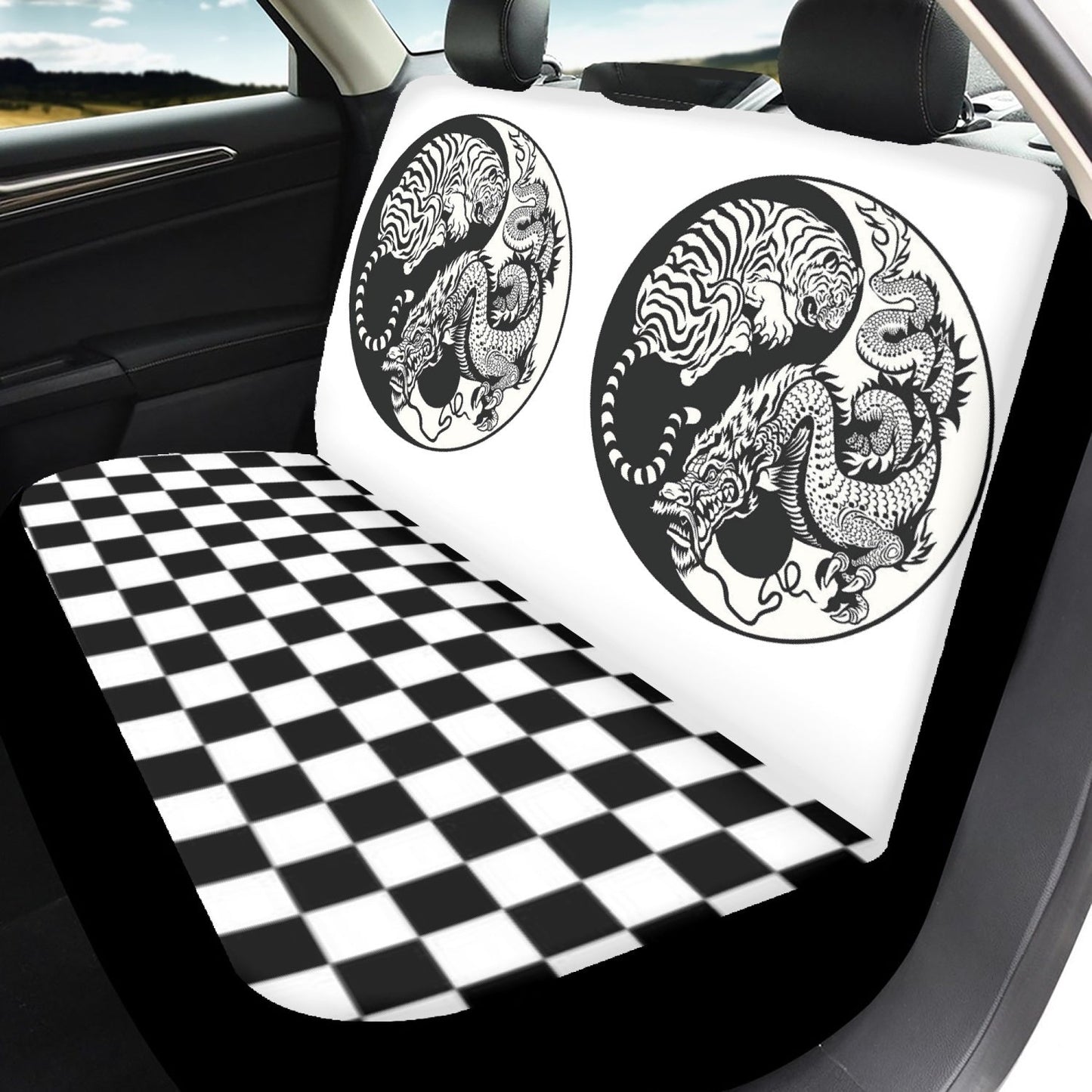 Microfiber Car Seat Covers - 3Pcs Tiger and Dragon Home-clothes-jewelry