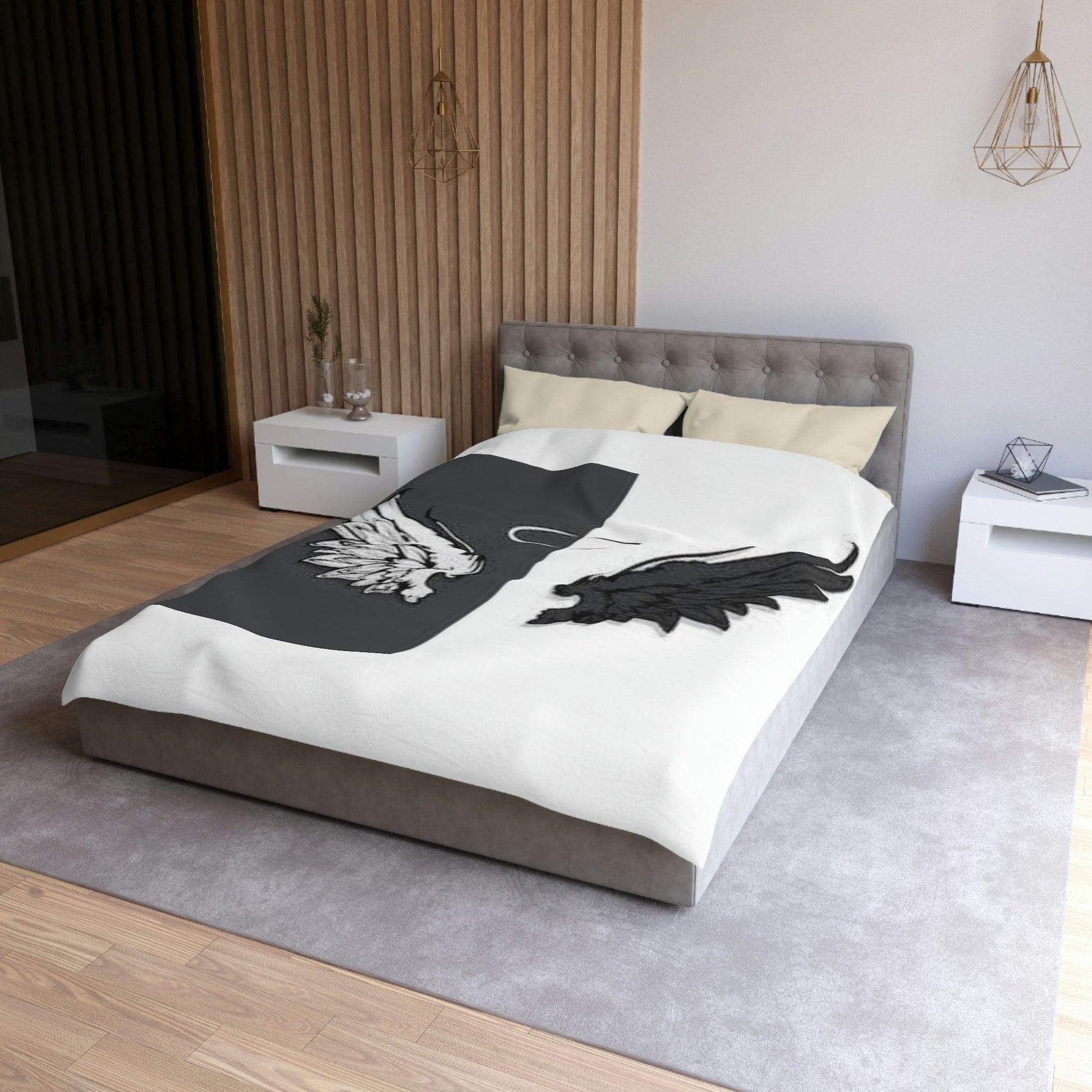 Microfiber Duvet Cover Wings black and white Home-clothes-jewelry