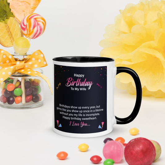 Mug with Color Inside Happy birthday to my wife Home-clothes-jewelry