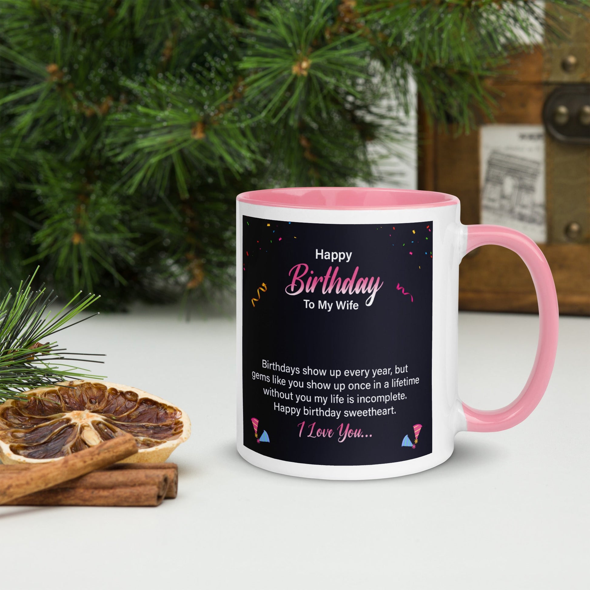 Mug with Color Inside Happy birthday to my wife Home-clothes-jewelry