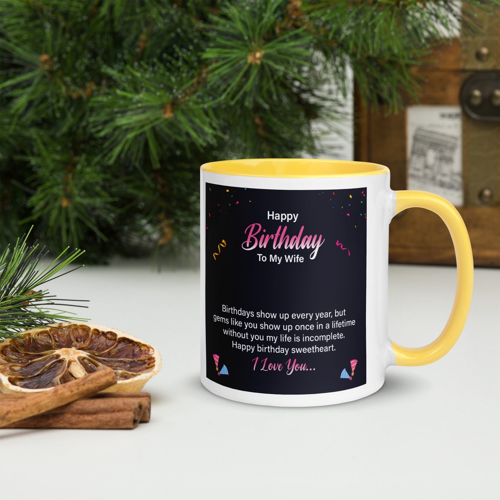 Mug with Color Inside Happy birthday to my wife Home-clothes-jewelry