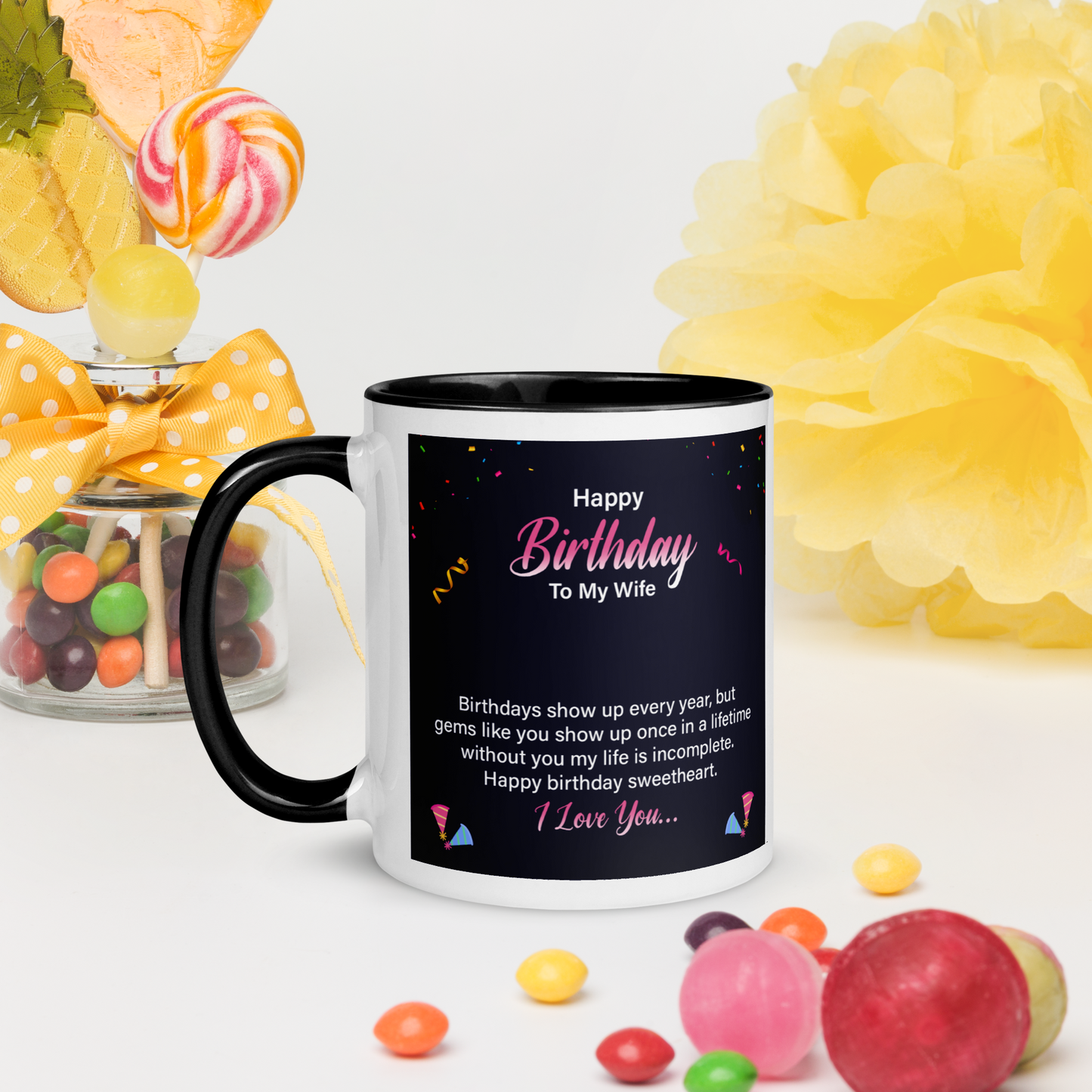 Mug with Color Inside Happy birthday to my wife Home-clothes-jewelry