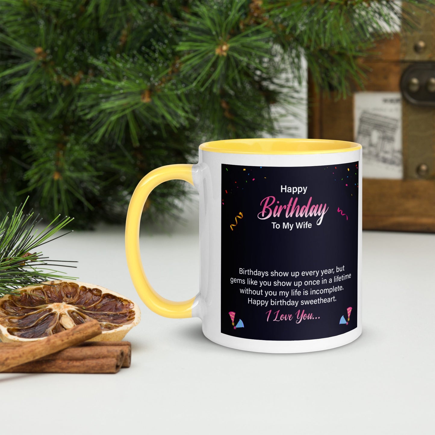 Mug with Color Inside Happy birthday to my wife Home-clothes-jewelry