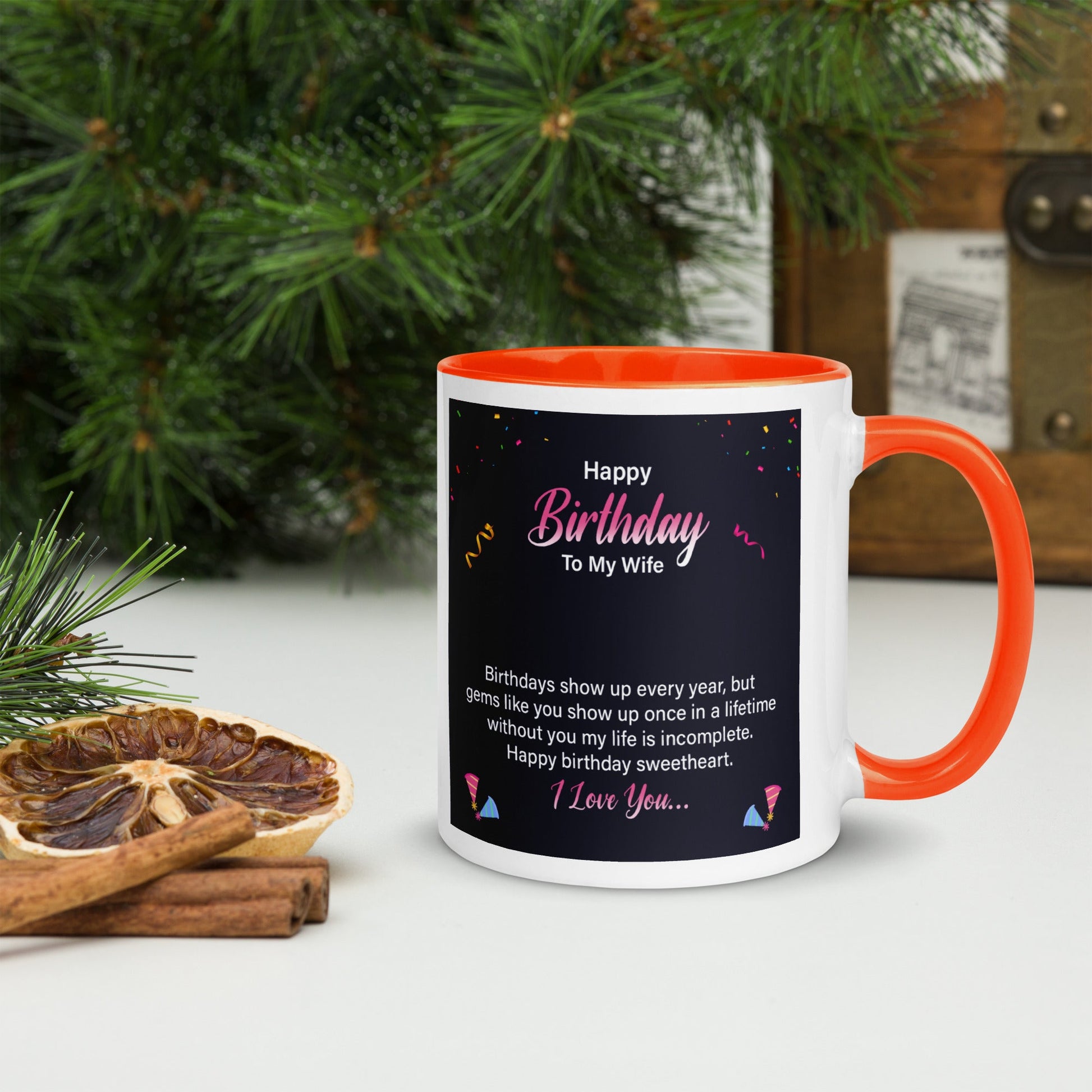 Mug with Color Inside Happy birthday to my wife Home-clothes-jewelry