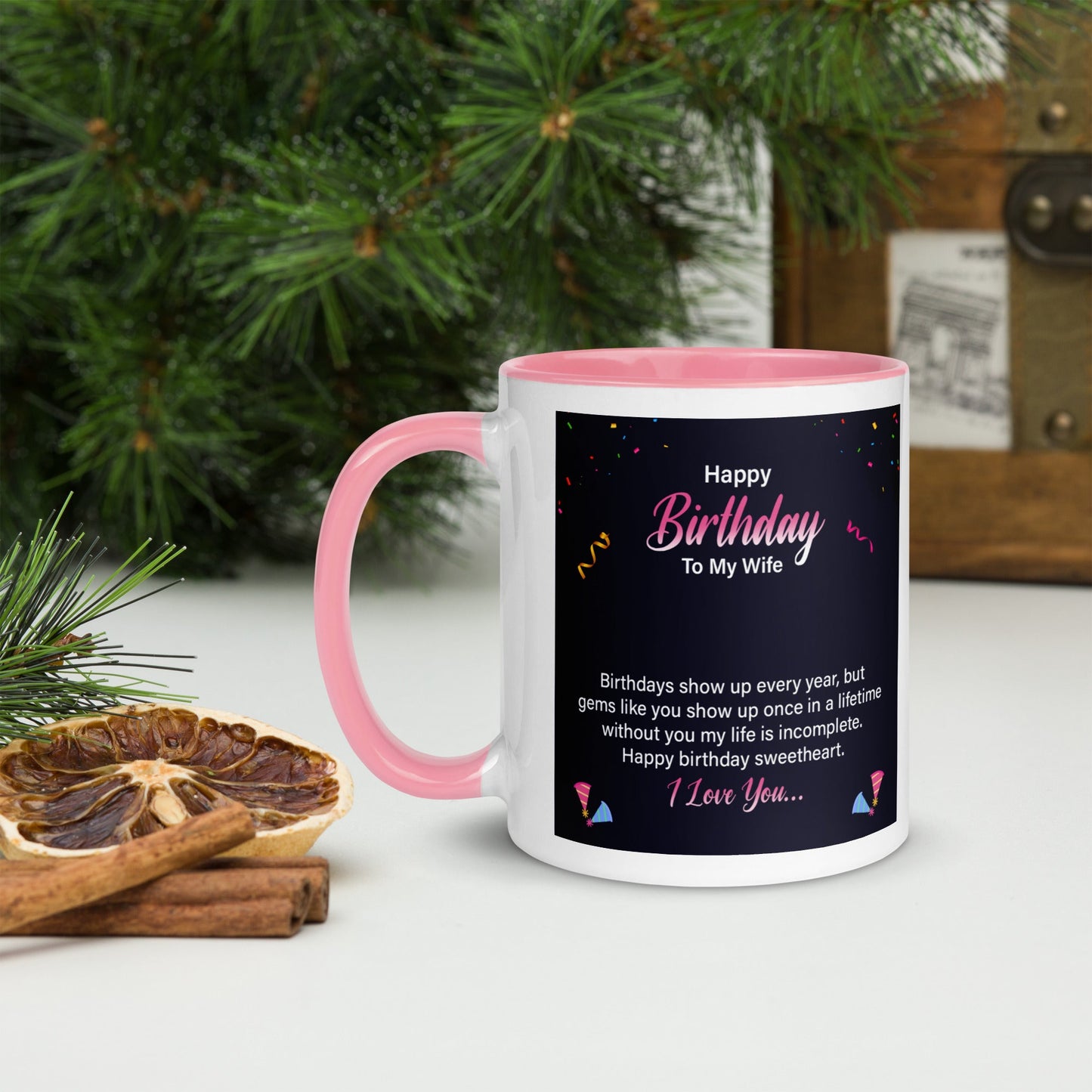 Mug with Color Inside Happy birthday to my wife Home-clothes-jewelry