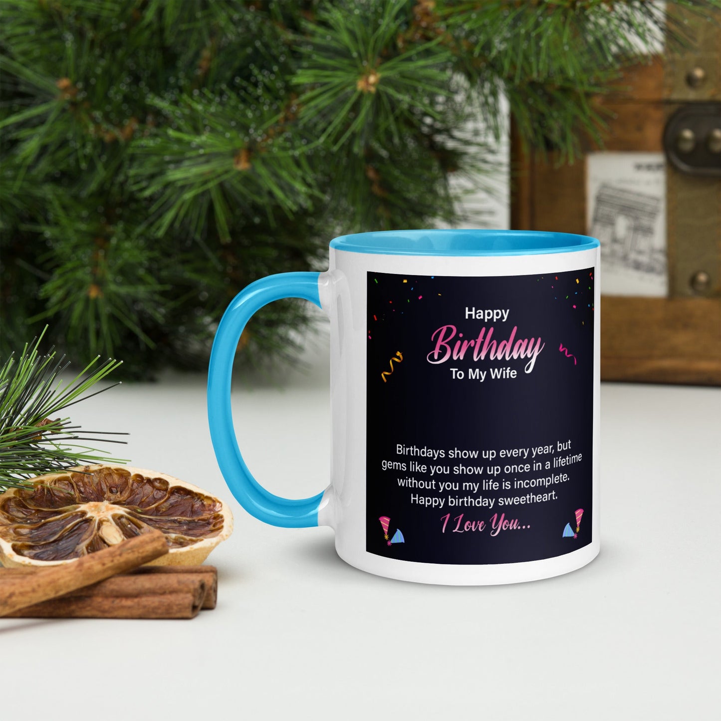 Mug with Color Inside Happy birthday to my wife Home-clothes-jewelry