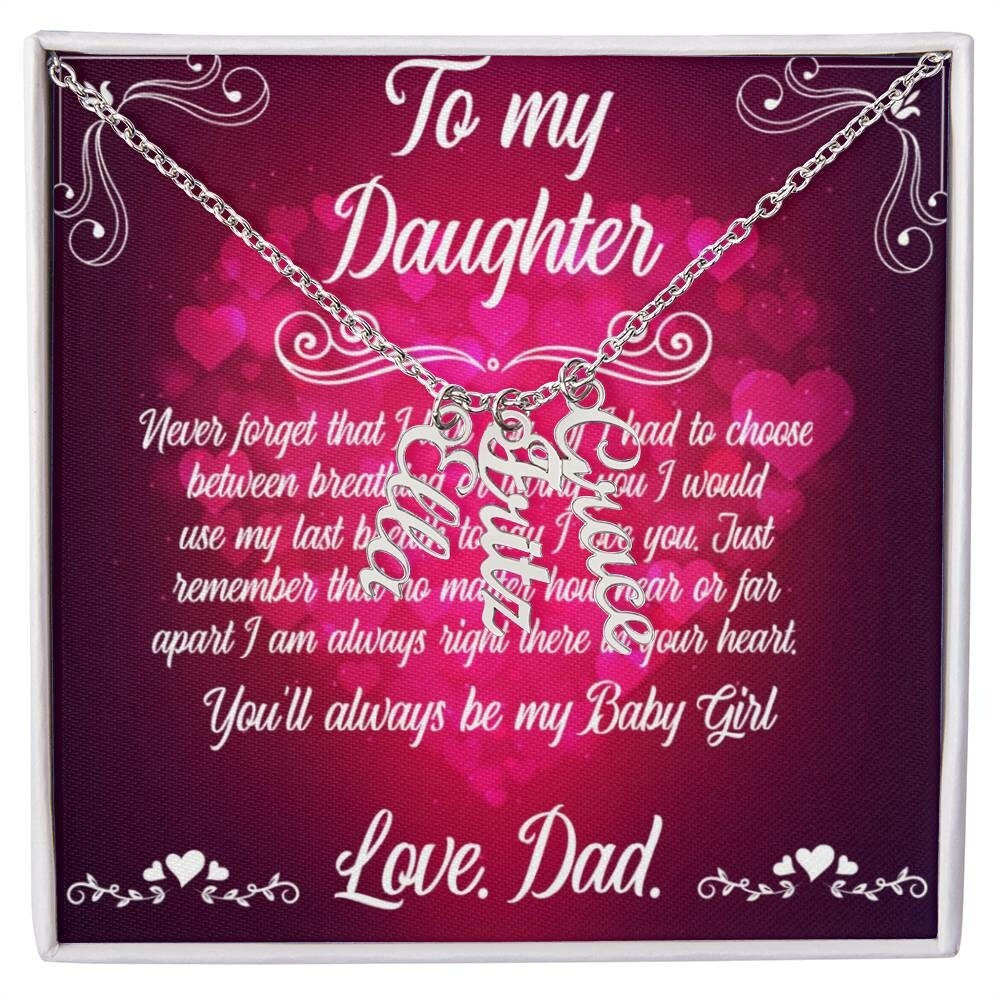 Multi Vertical Name Necklace To my Daughter, Love Dad Home-clothes-jewelry