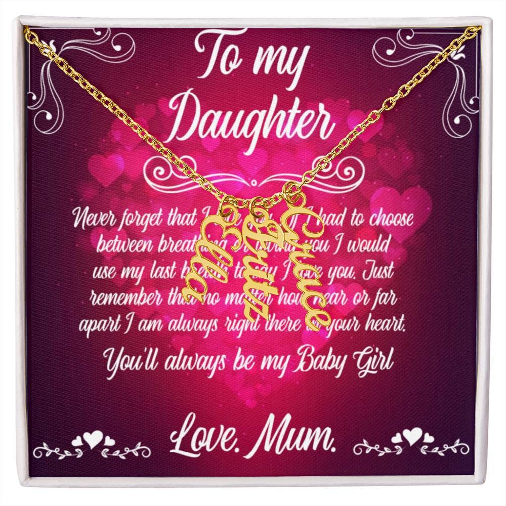 Multi Vertical Name Necklace To my Daughter, love Mum Home-clothes-jewelry