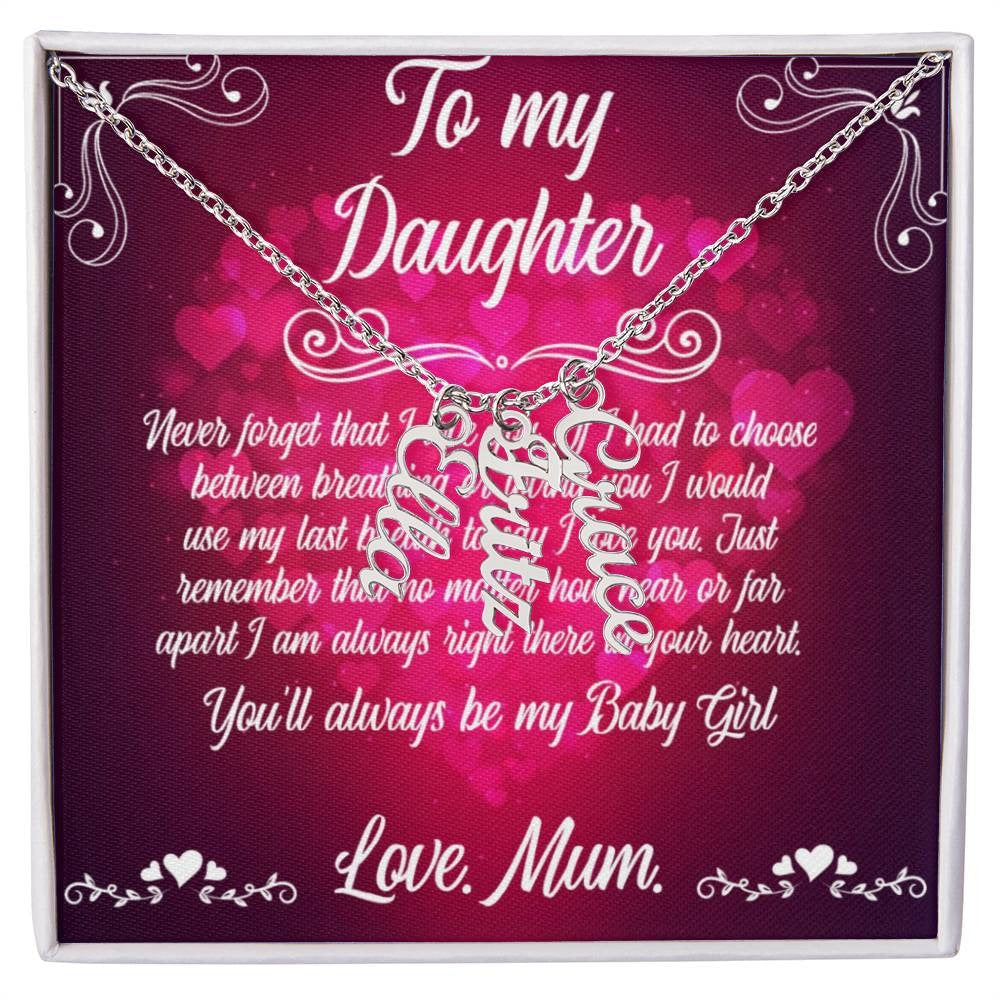 Multi Vertical Name Necklace To my Daughter, love Mum Home-clothes-jewelry