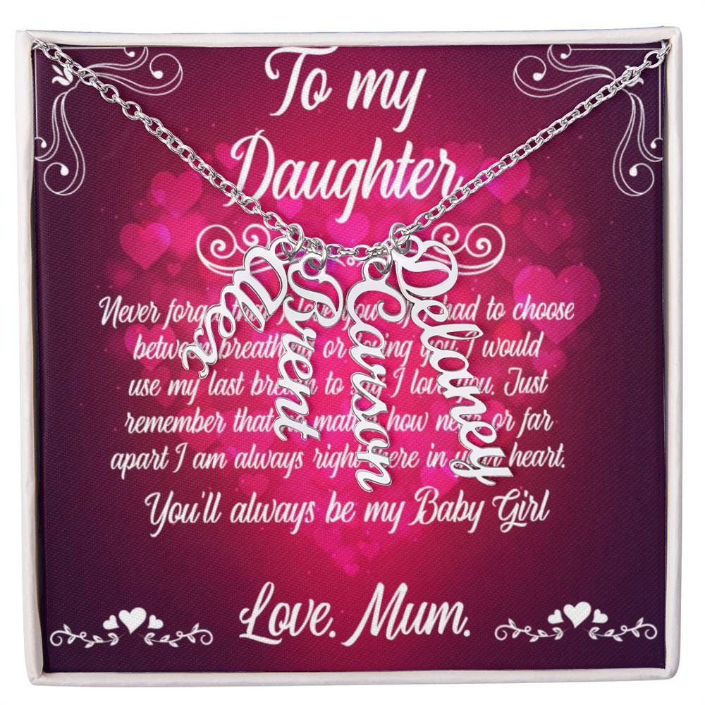 Multi Vertical Name Necklace To my Daughter, love Mum Home-clothes-jewelry