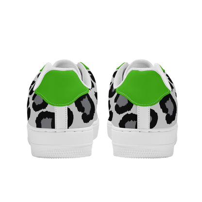 Low Top Unisex Sneakers Green with Leopard decoration