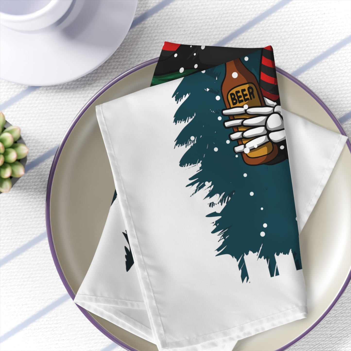 Napkins Christmas Skull with Beer Home-clothes-jewelry