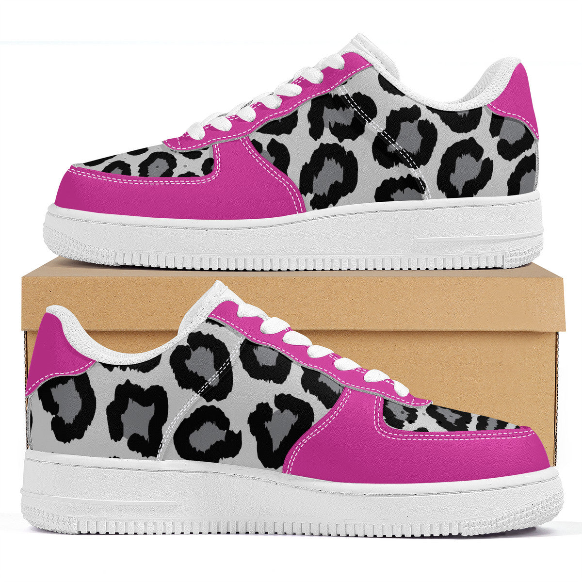 Low Top Unisex Sneaker Leopard print and Pink decoration