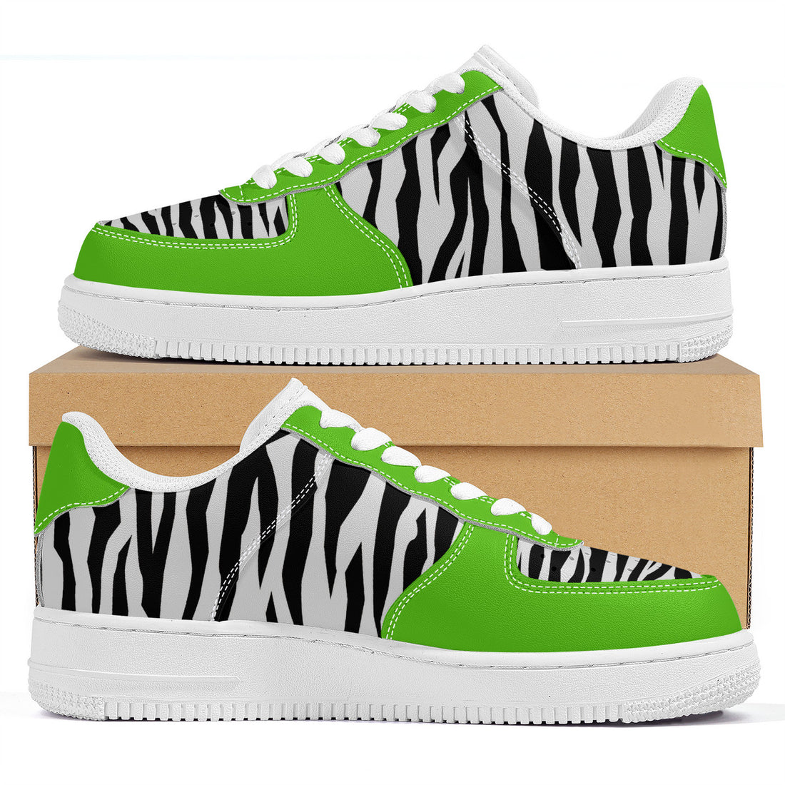 Low Top Unisex Sneakers Tiger decoration with green