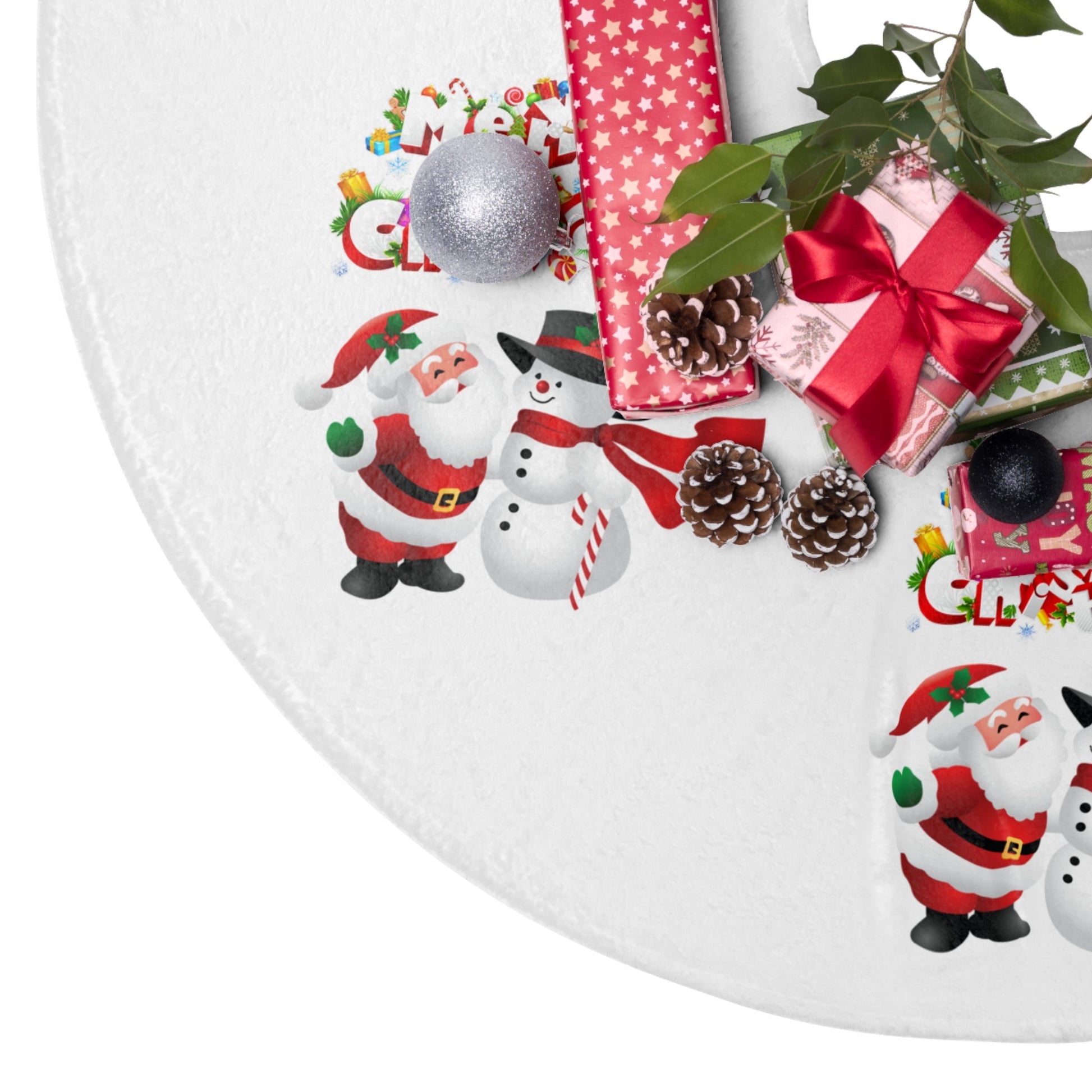 Perfect Christmas Tree Skirt Santa Claus and Snowman at Home Clothes Jewelry Home-clothes-jewelry