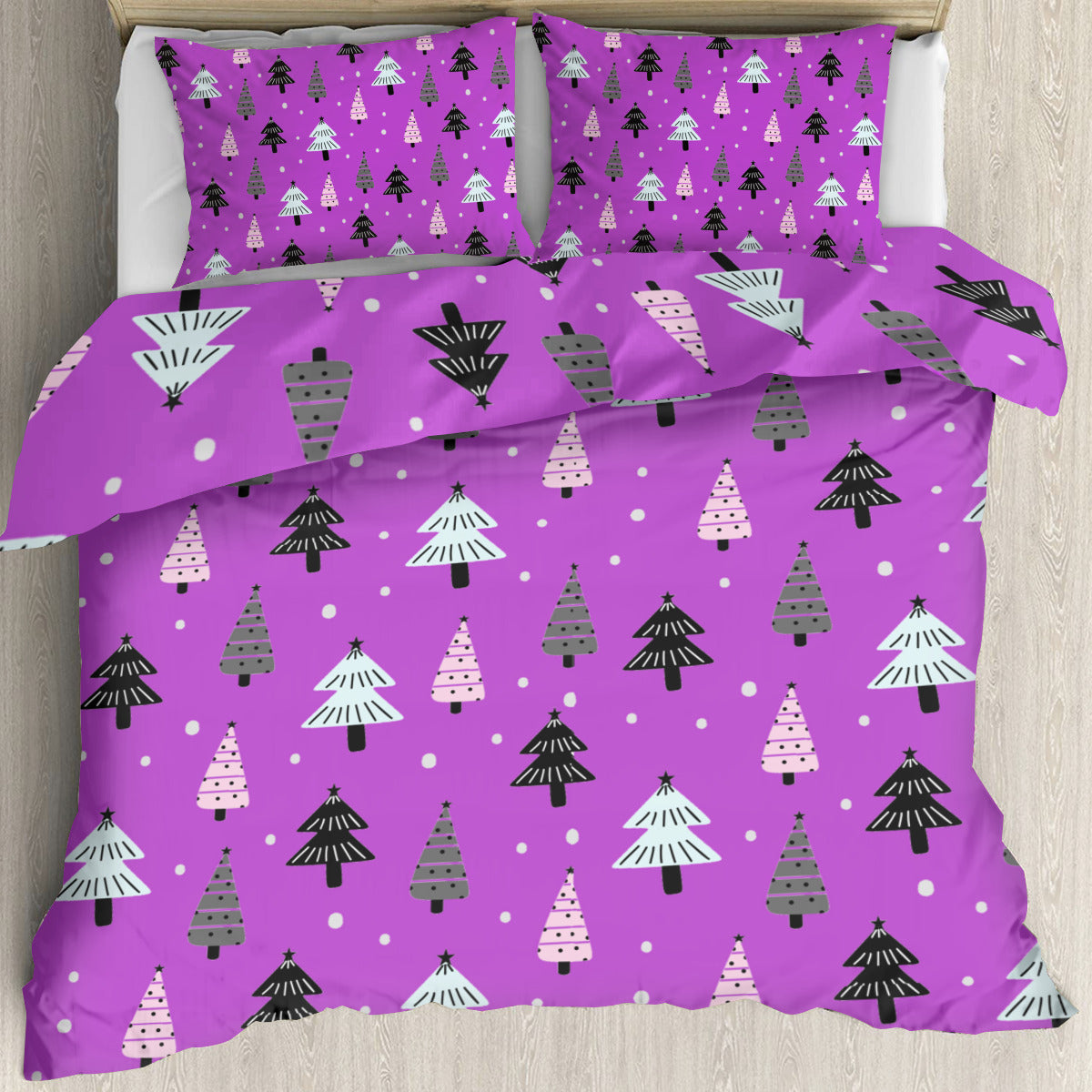 Pink bedset with Christmas trees Home-clothes-jewelry