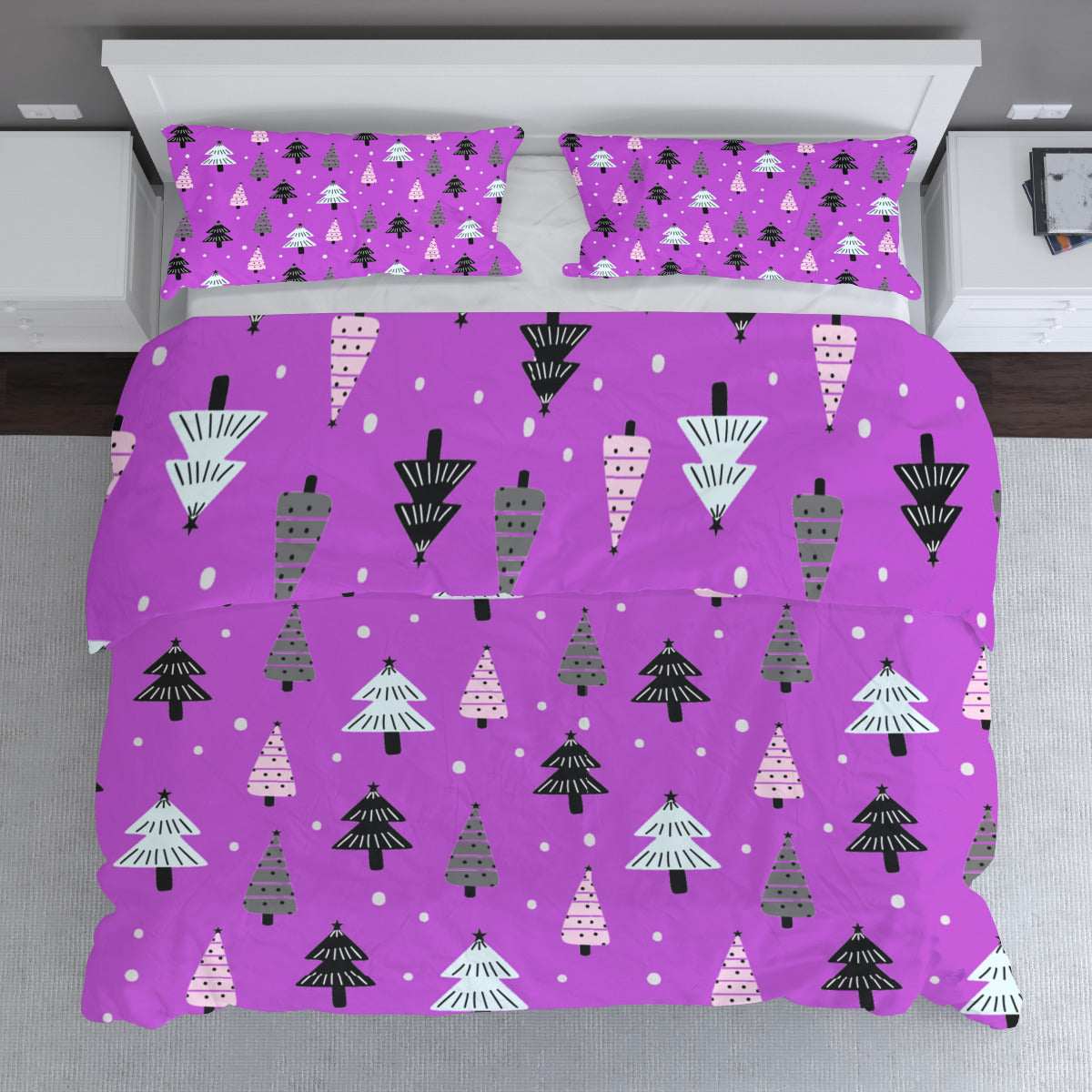 Pink bedset with Christmas trees Home-clothes-jewelry