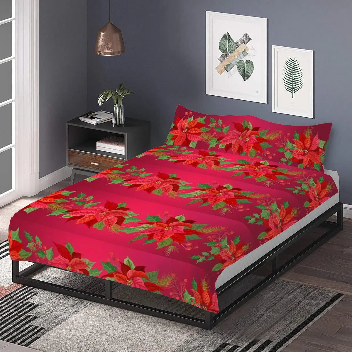 Poinsettia Bedding Christmas Home-clothes-jewelry