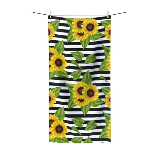 Polycotton Towel Sunflowers on black and white Home-clothes-jewelry