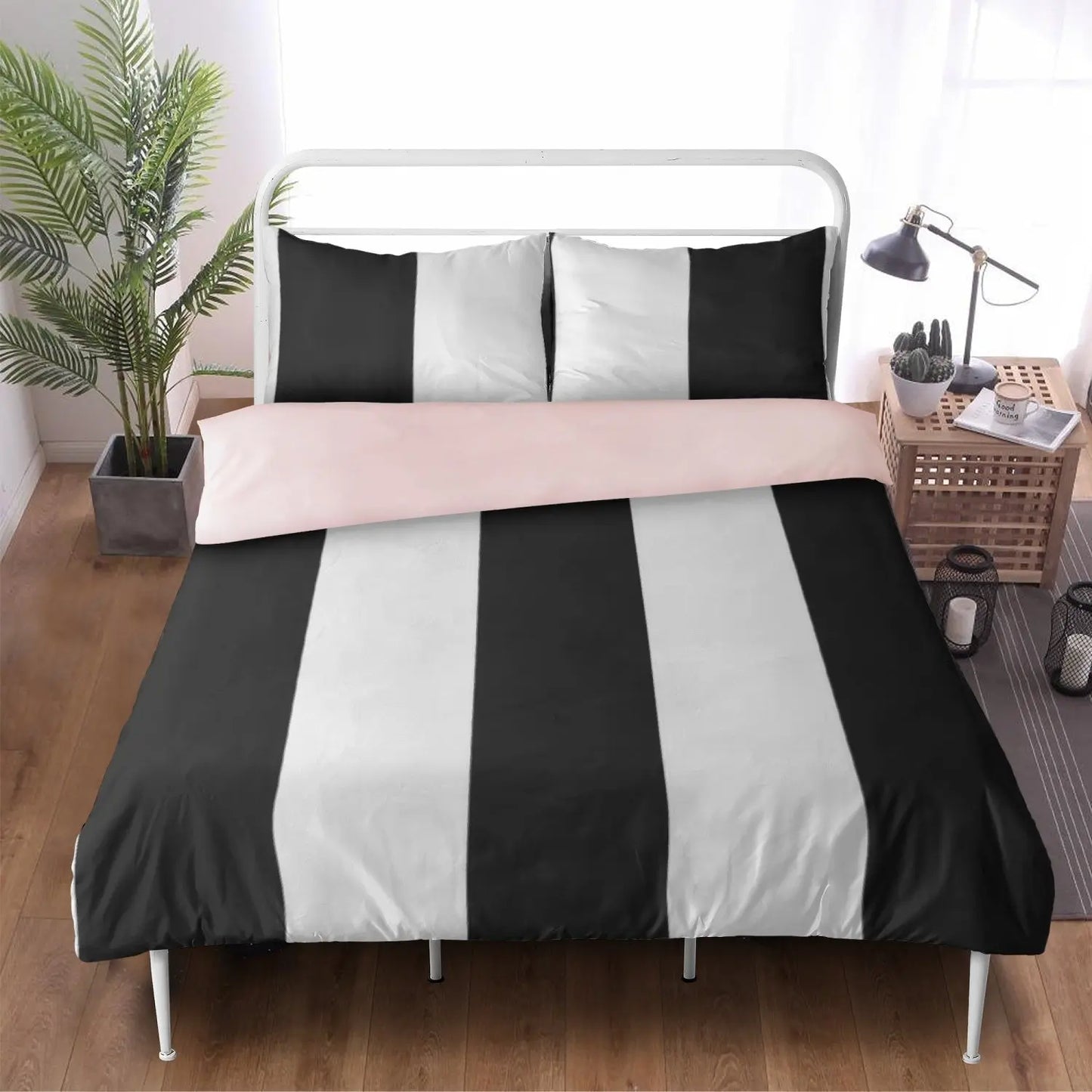 Polyester Bedding Set - Modern Home Bedding in Black and White Stripes | Home Clothes Jewelry Home-clothes-jewelry