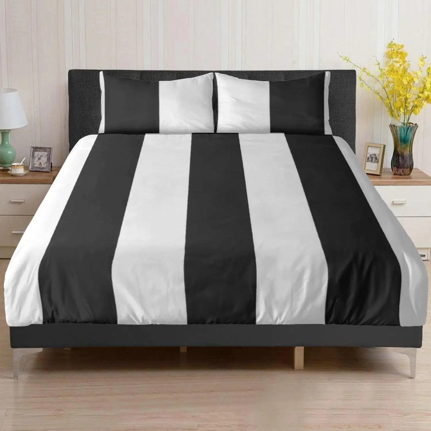 Polyester Bedding Set - Modern Home Bedding in Black and White Stripes | Home Clothes Jewelry Home-clothes-jewelry