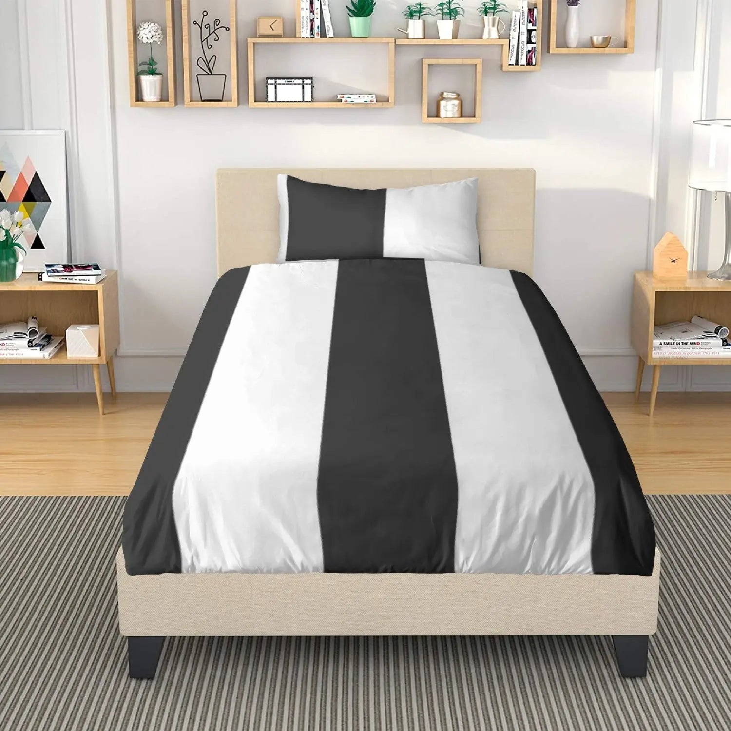 Polyester Bedding Set - Modern Home Bedding in Black and White Stripes | Home Clothes Jewelry Home-clothes-jewelry