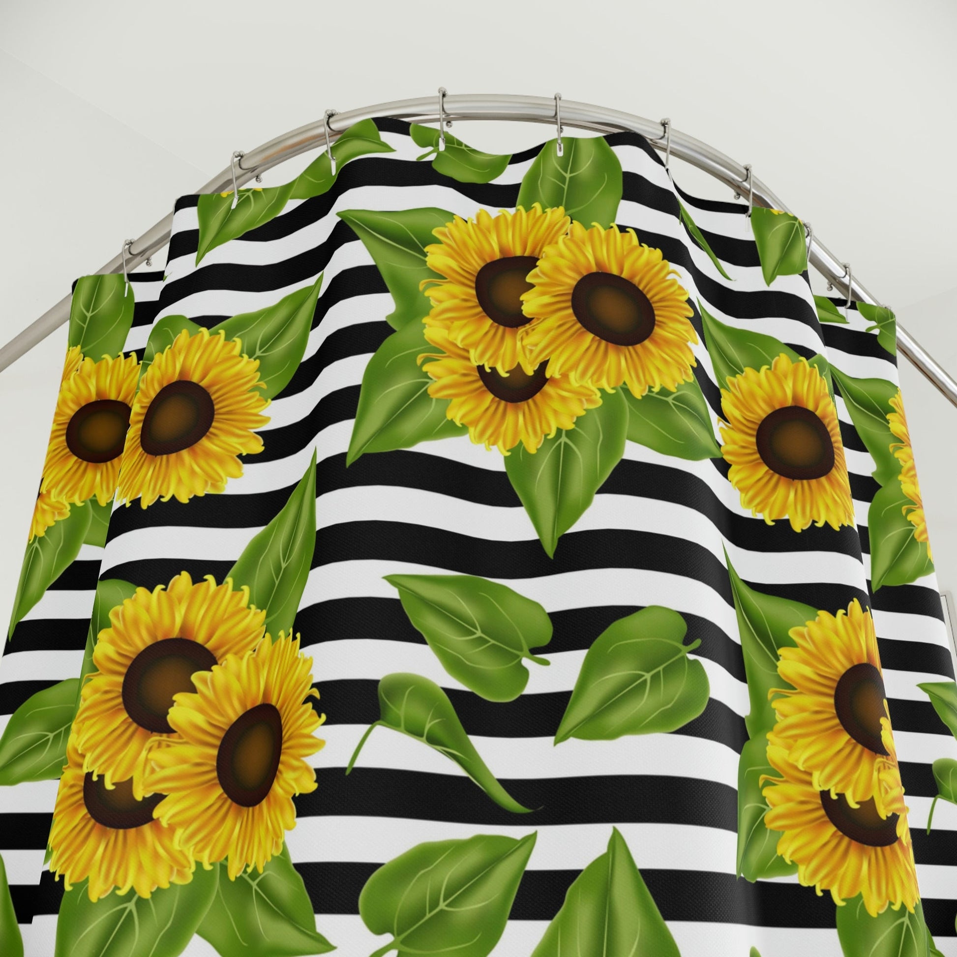 Polyester Shower Curtain Sunflowers on black and white Home-clothes-jewelry