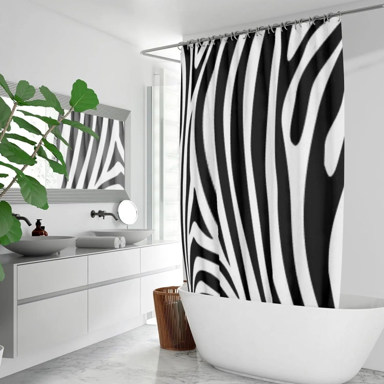 Quick-drying Shower Curtain Black and White Home-clothes-jewelry