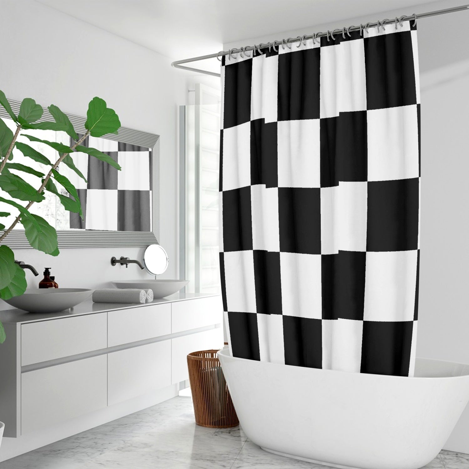 Quick-drying Shower Curtain Black and White Home-clothes-jewelry