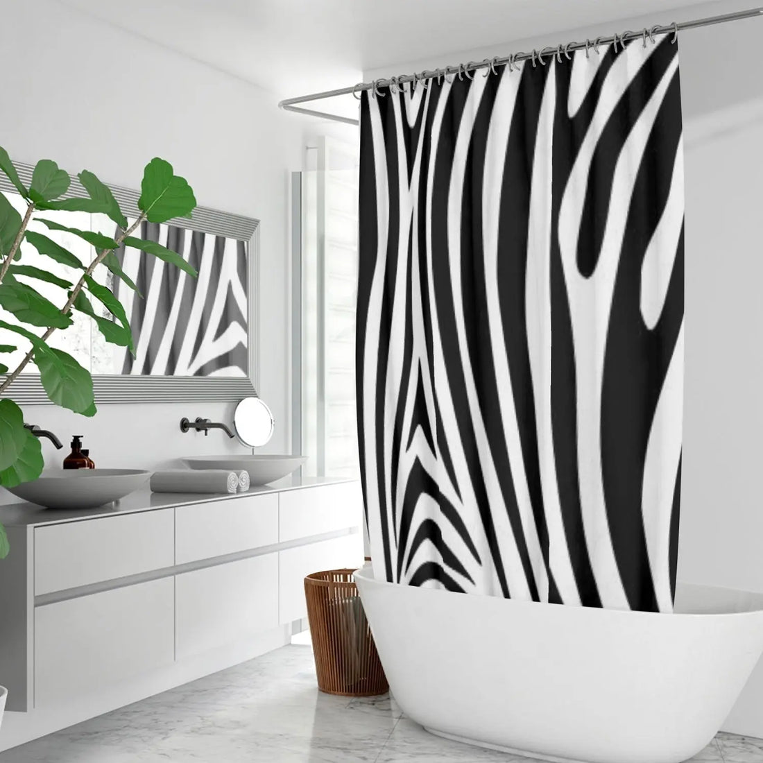 Quick-drying Shower Curtain Black and White Home-clothes-jewelry