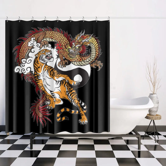 Quick-drying Shower Curtain Tiger and Dragon Home-clothes-jewelry