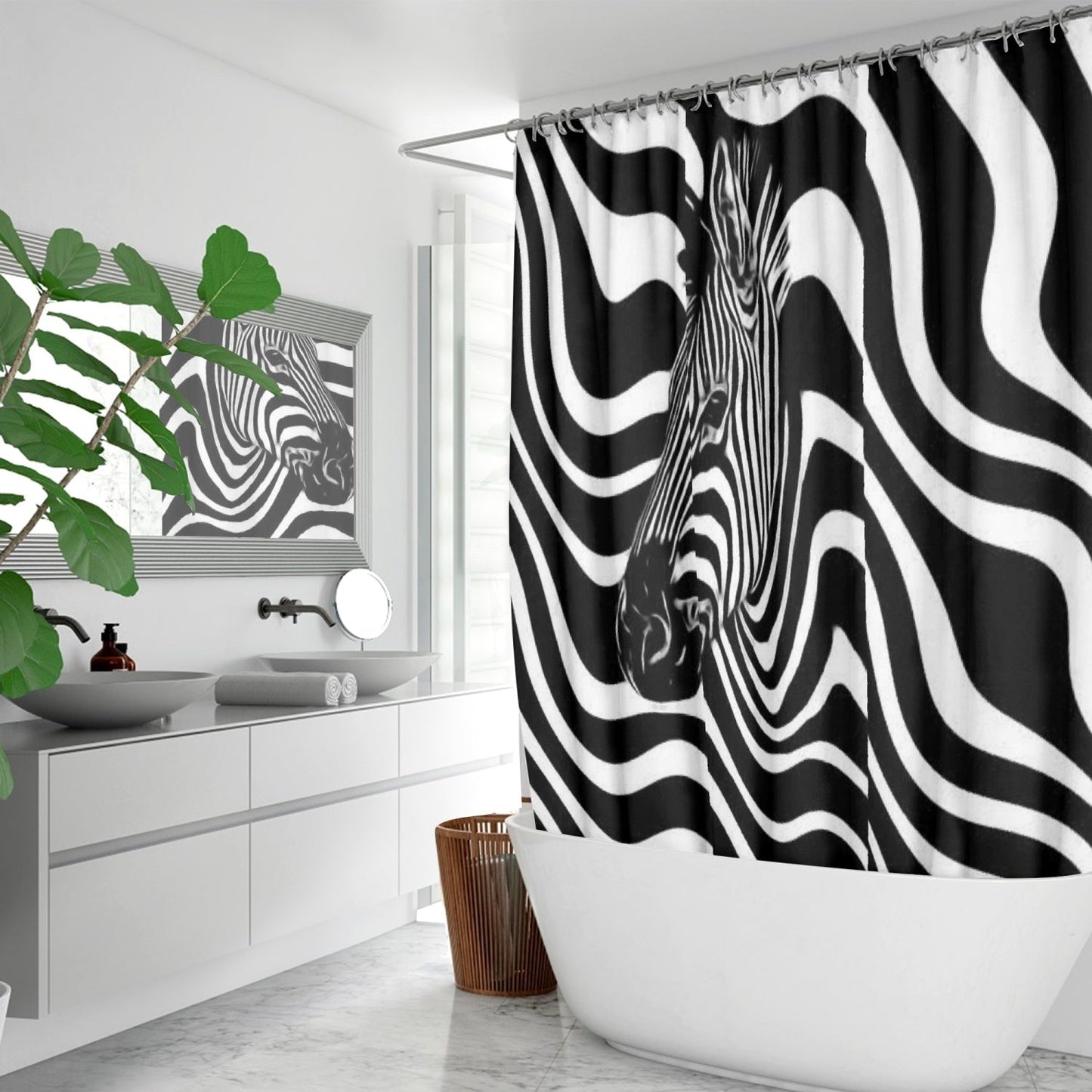 Quick-drying Shower Curtain Zebra Home-clothes-jewelry