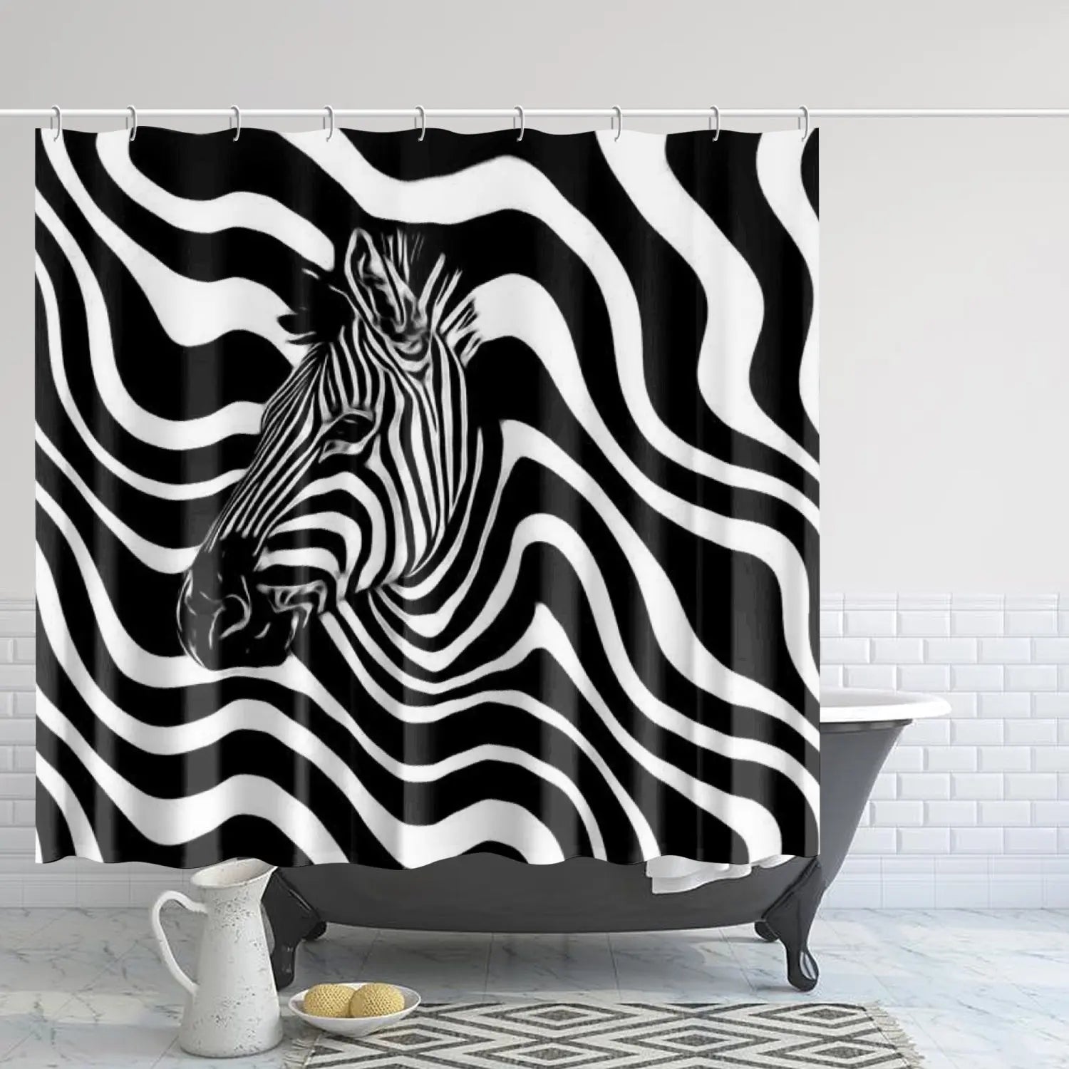 Quick-drying Shower Curtain Zebra Home-clothes-jewelry