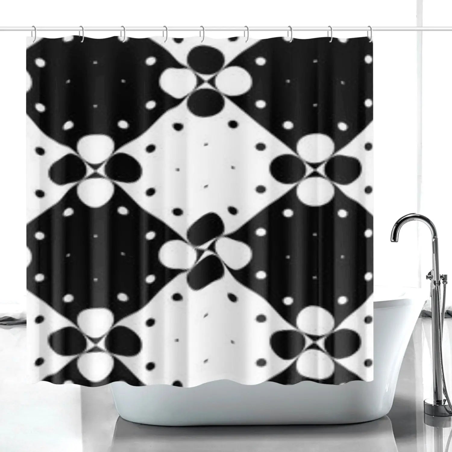 Quick-drying Shower Curtain black and white combination Home-clothes-jewelry