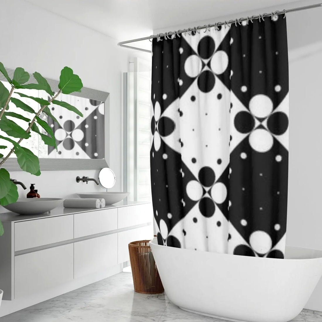 Quick-drying Shower Curtain black and white combination Home-clothes-jewelry