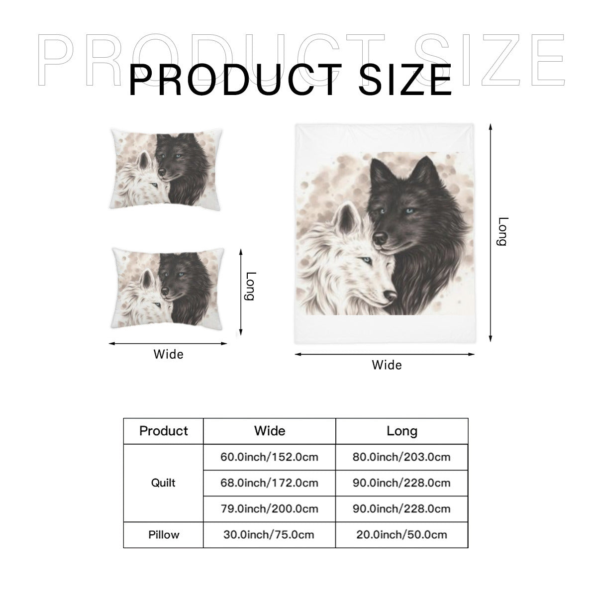 Quilt Cover Four-Piece Set (Double-Sided Printing) | Polyester - Black and White Wolfs Home-clothes-jewelry