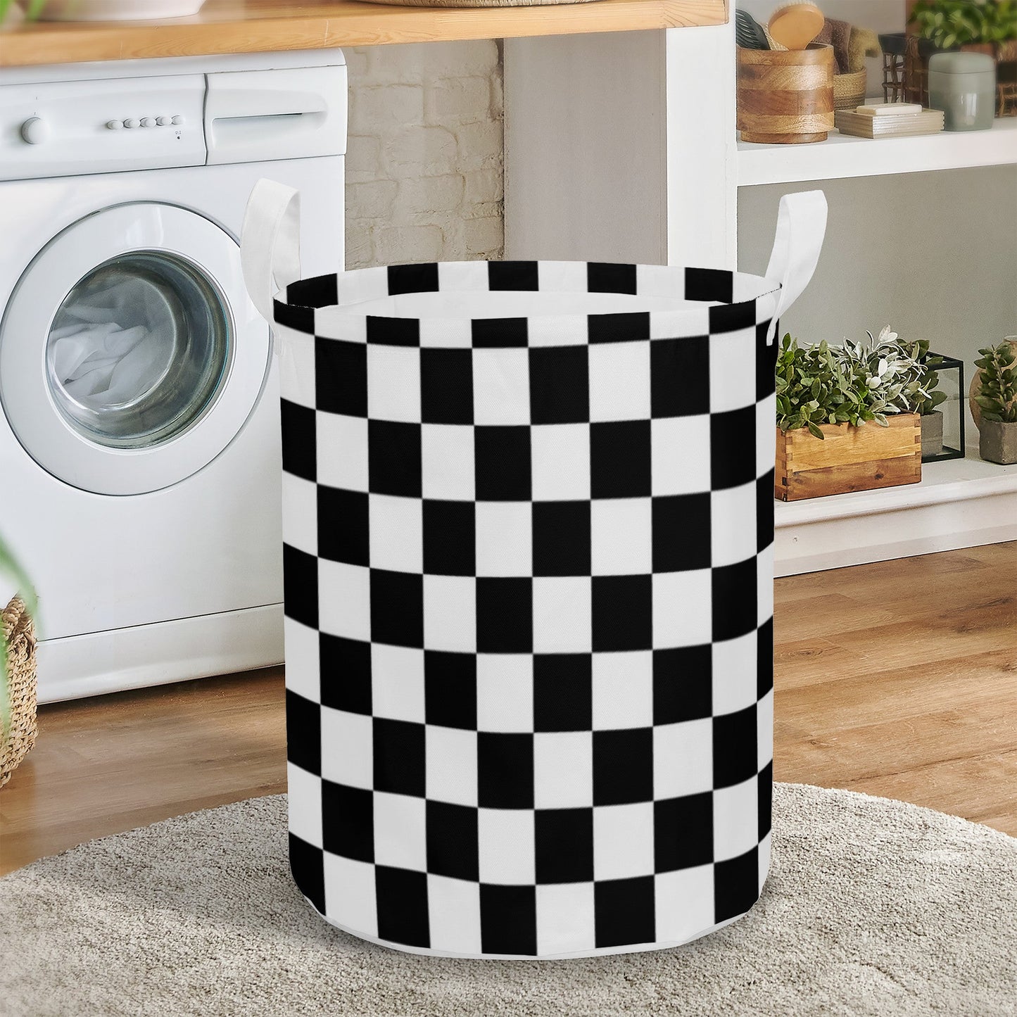 Round Laundry Basket Black and White Home-clothes-jewelry