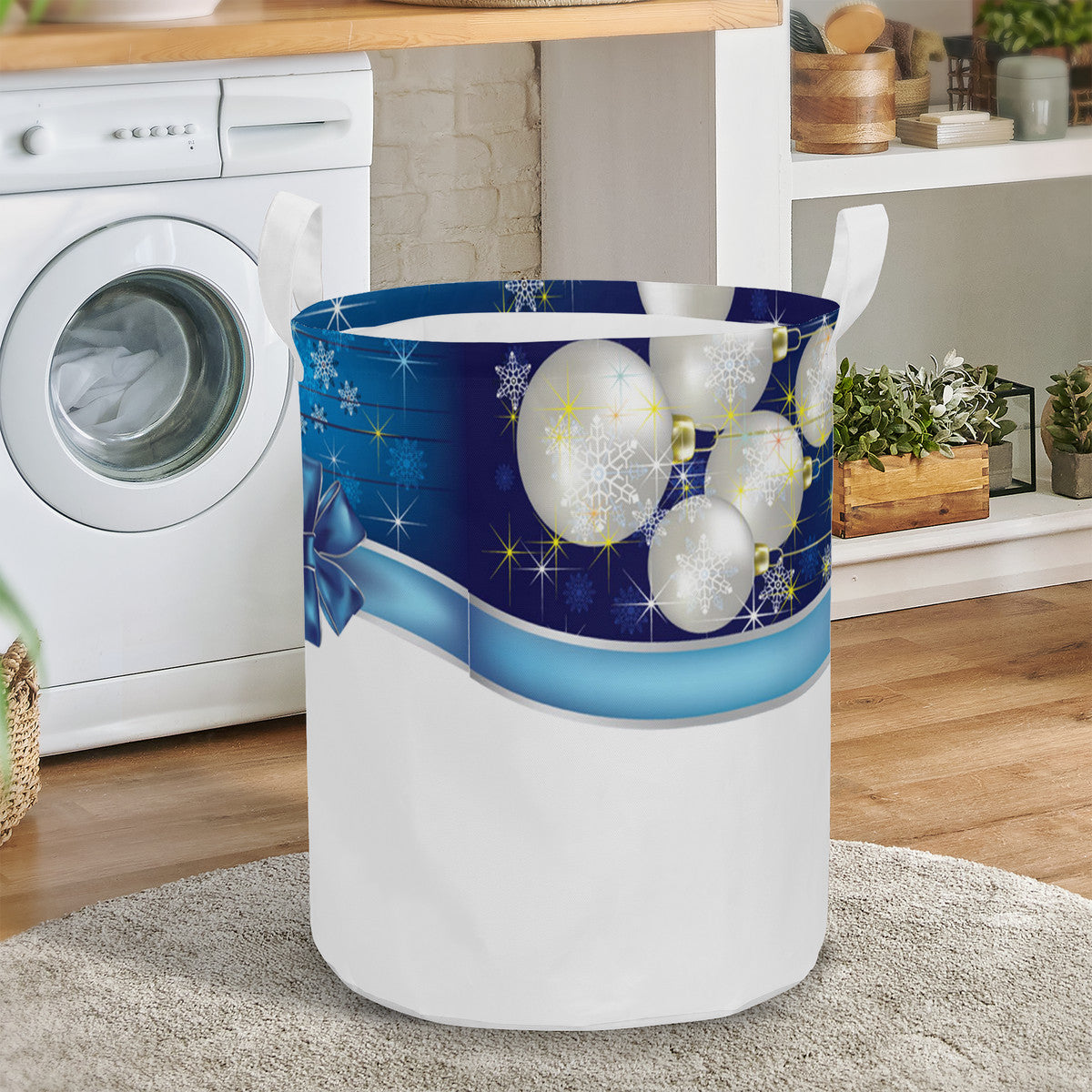 Round Laundry Basket Blue Christmas decoration Home-clothes-jewelry