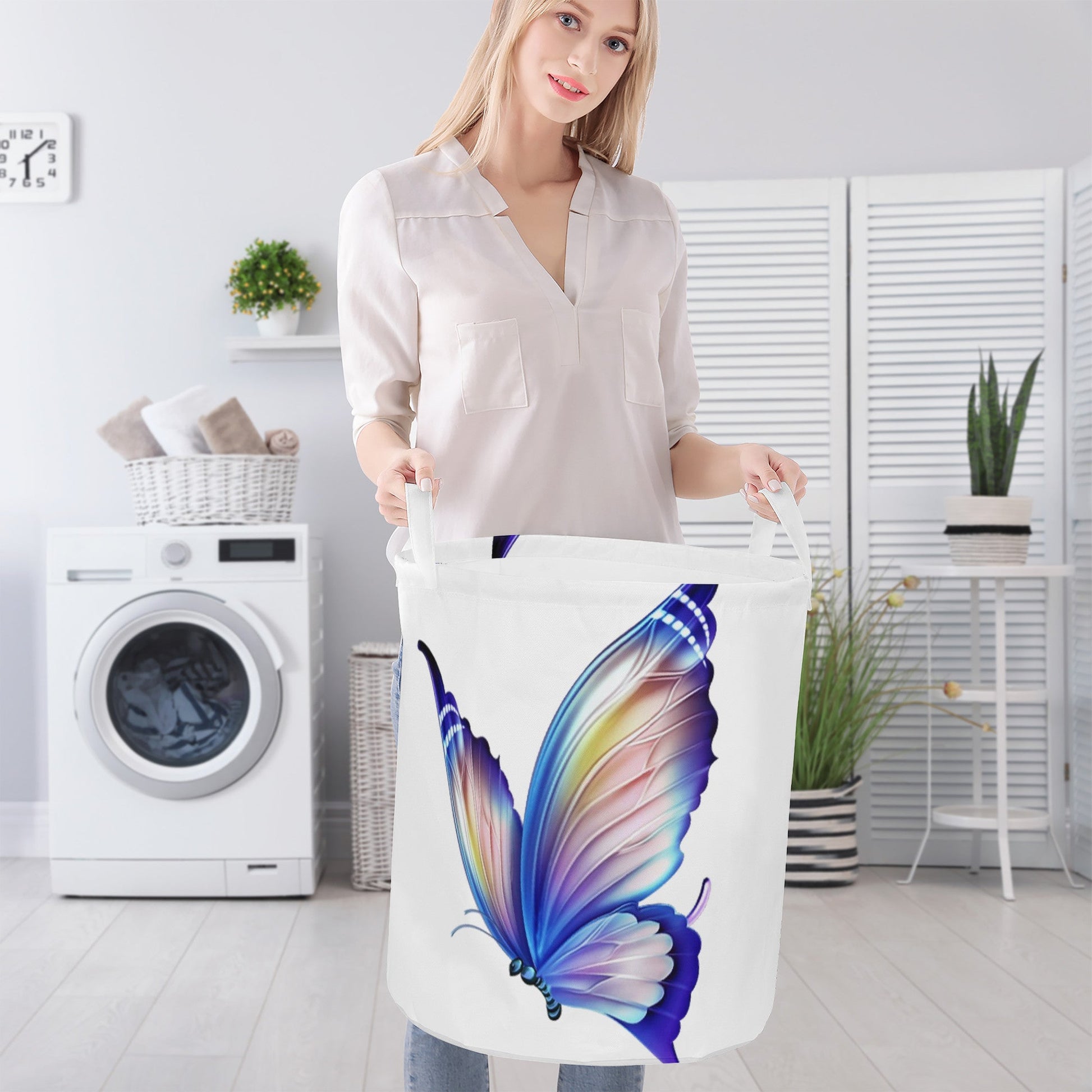 Round Laundry Basket Butterfly Home-clothes-jewelry