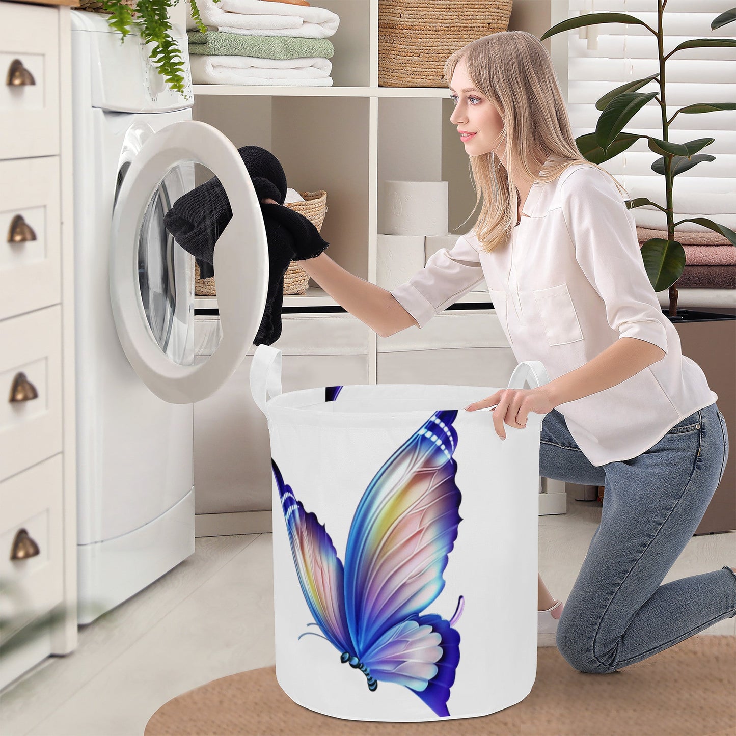 Round Laundry Basket Butterfly Home-clothes-jewelry