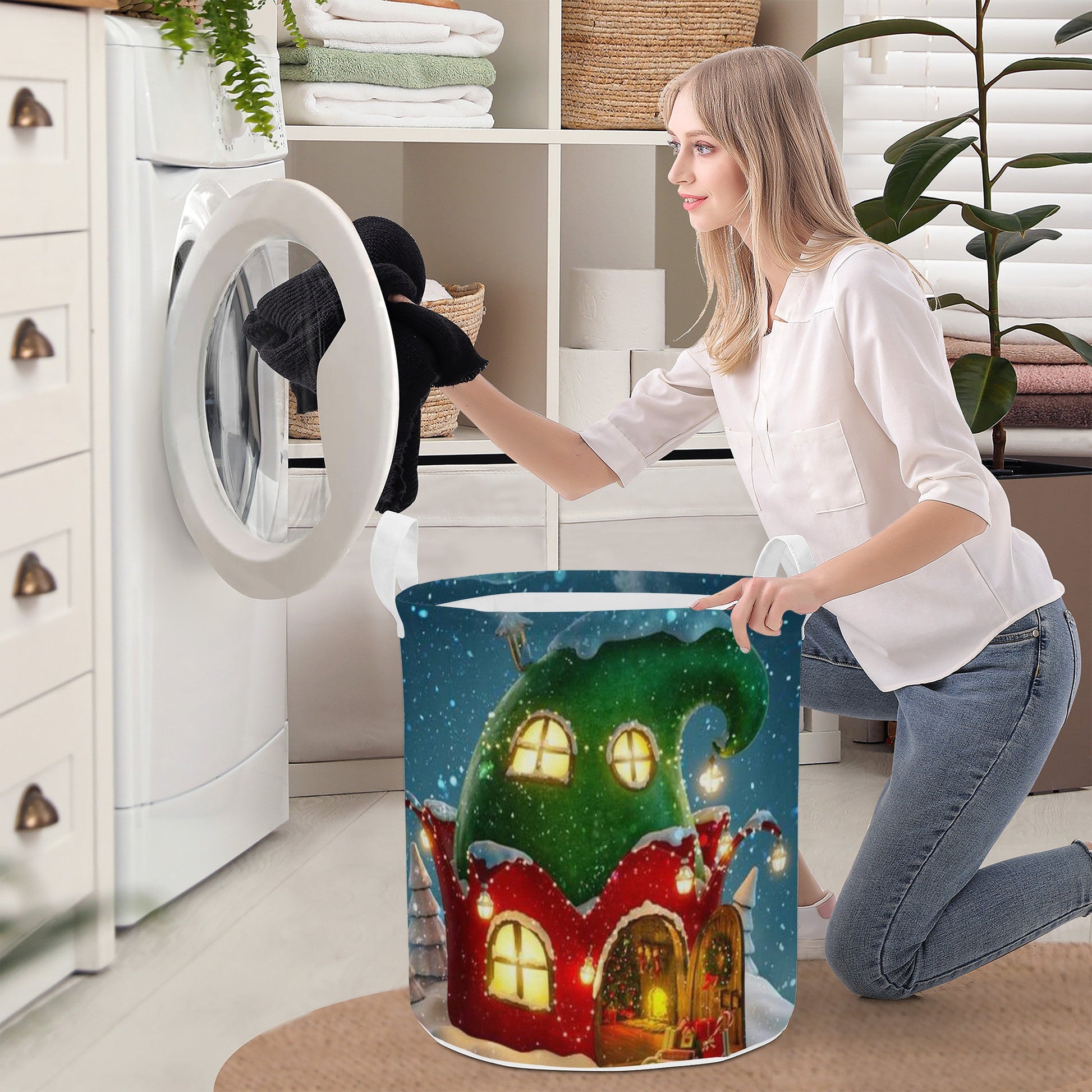 Round Laundry Basket Christmas House Home-clothes-jewelry