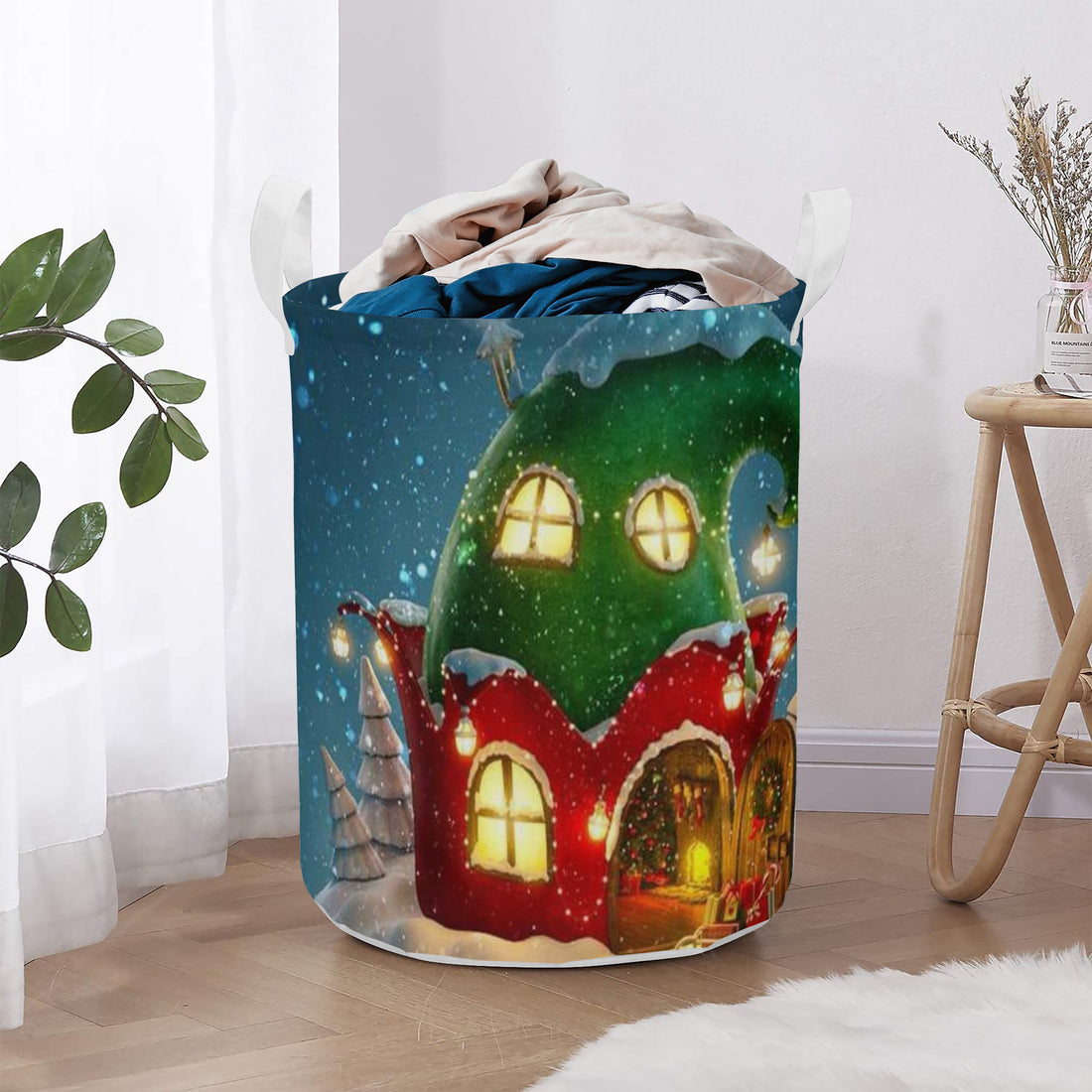 Round Laundry Basket Christmas House Home-clothes-jewelry