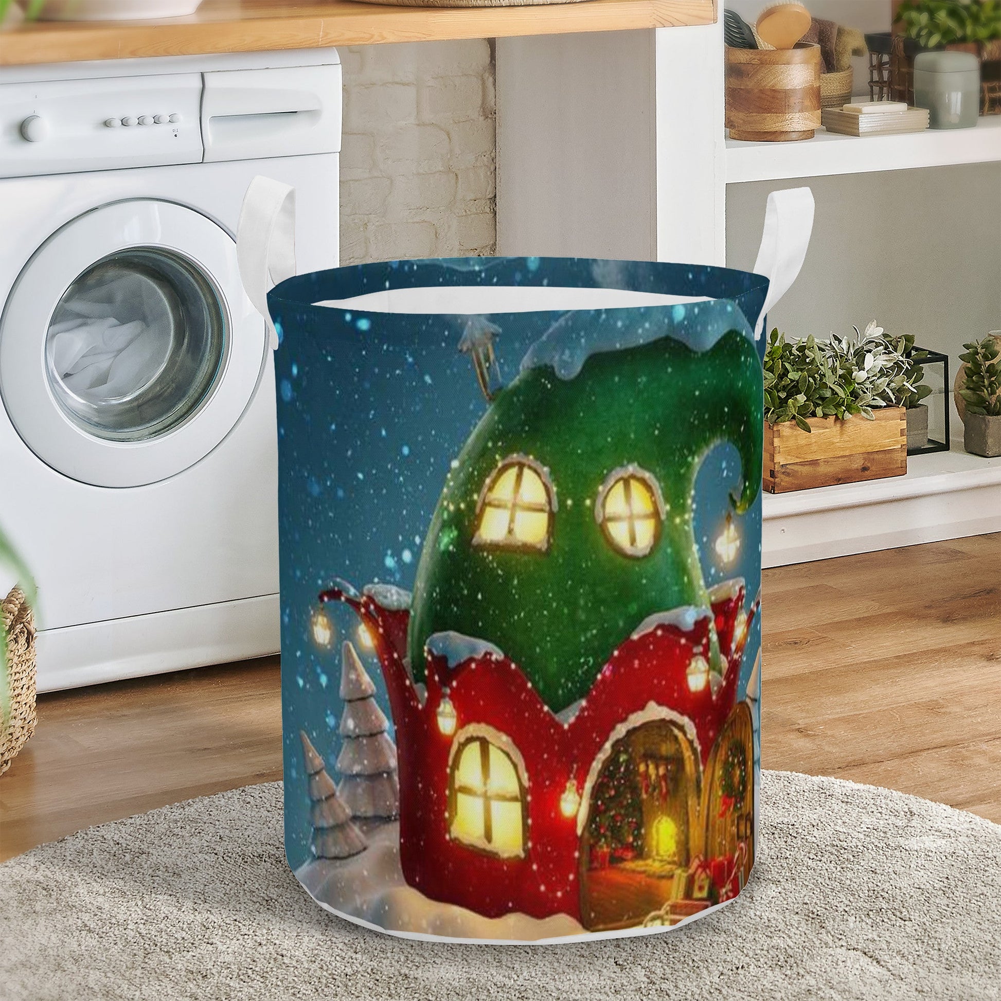 Round Laundry Basket Christmas House Home-clothes-jewelry