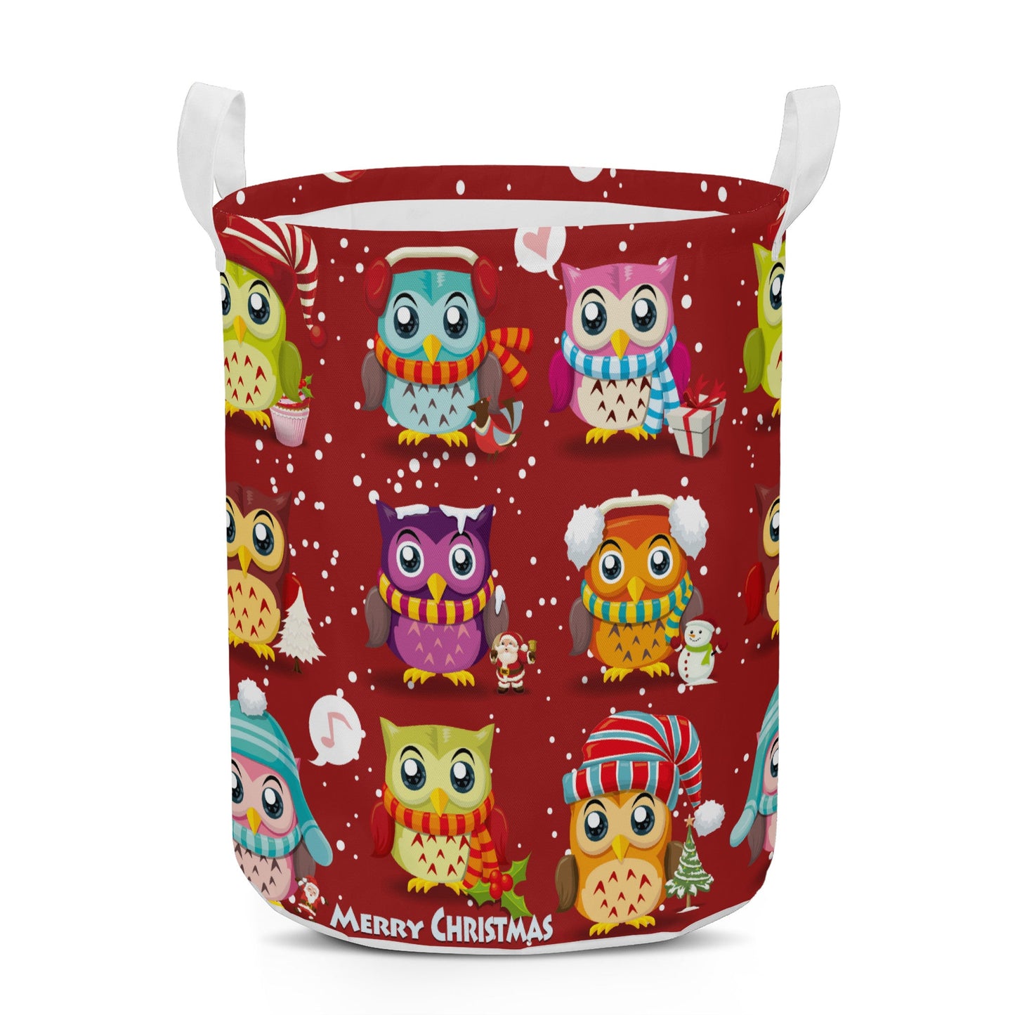 Round Laundry Basket Christmas Owls Home-clothes-jewelry