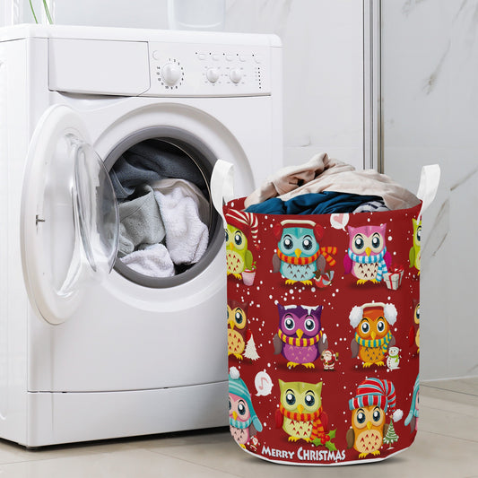 Round Laundry Basket Christmas Owls Home-clothes-jewelry