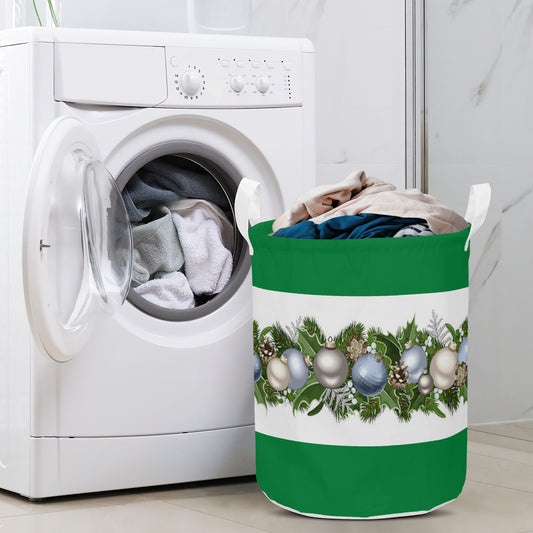 Round Laundry Basket Christmas balls green Home-clothes-jewelry