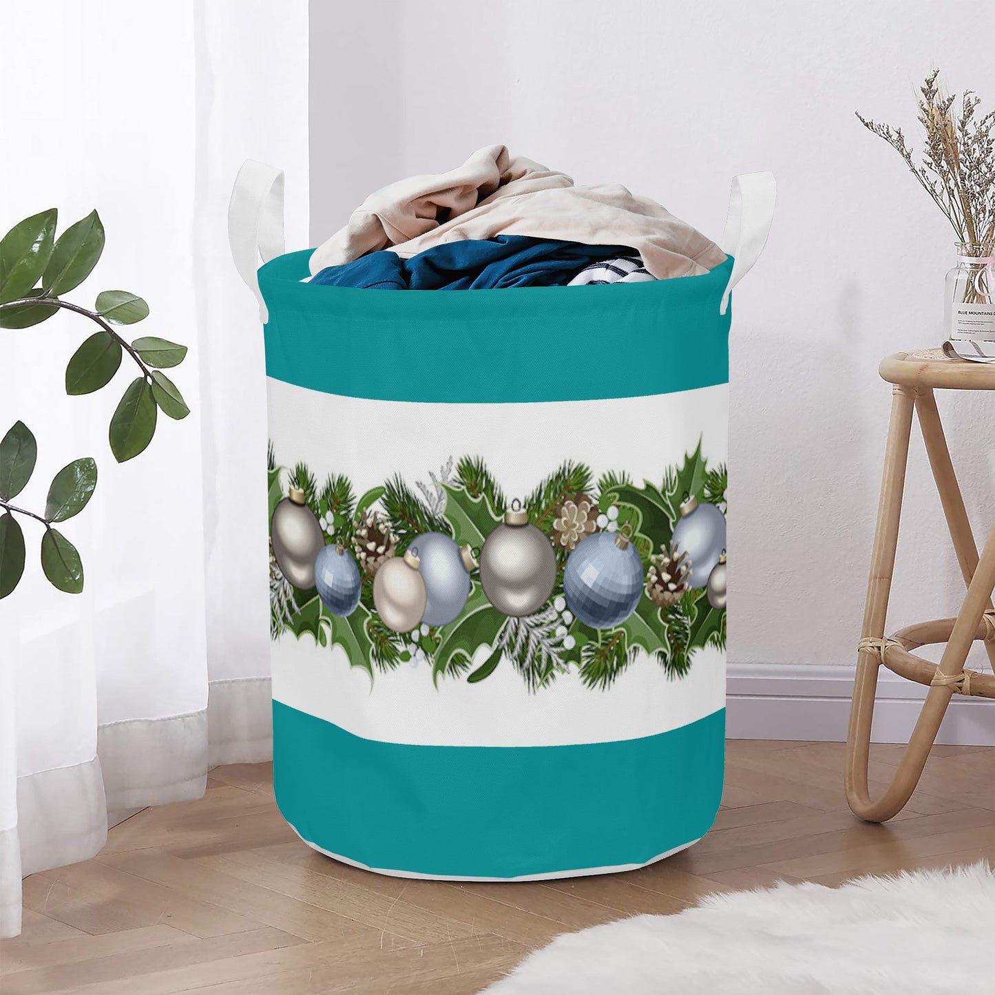 Round Laundry Basket Christmas balls smaragd Home-clothes-jewelry