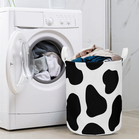 Round Laundry Basket Cow print black and white Home-clothes-jewelry