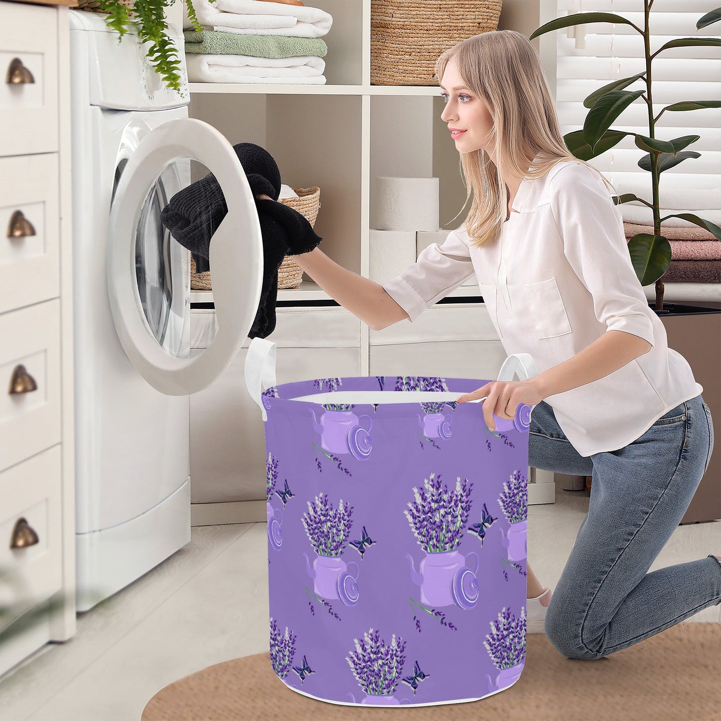 Round Laundry Basket Lavender decoration Home-clothes-jewelry