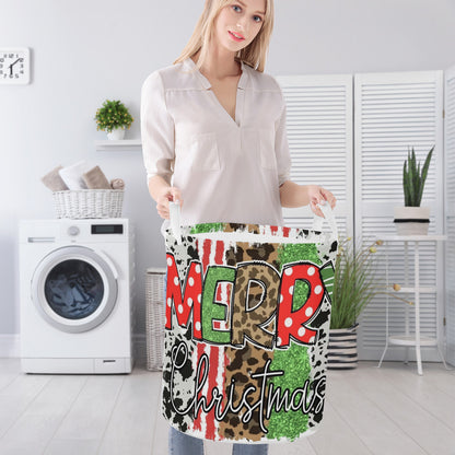 Round Laundry Basket Merry and Bright Christmas decoration Home-clothes-jewelry
